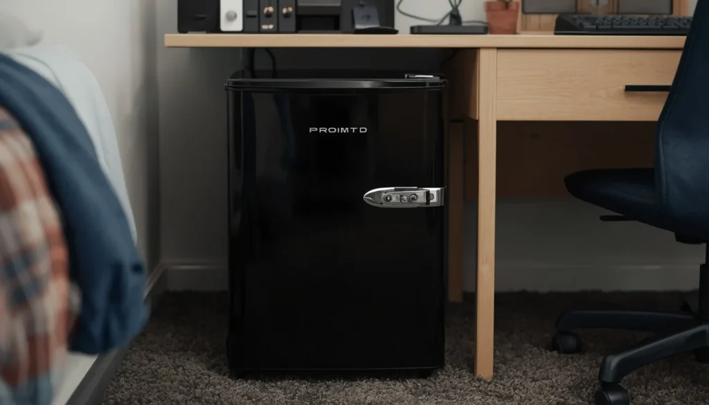 dorm room ideas for guys - mini fridge with lock for shared dorm room