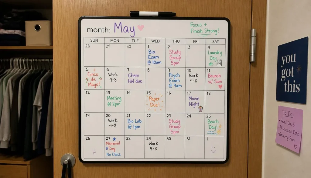 dorm room ideas for guys - dry erase calendar for dorm room organization