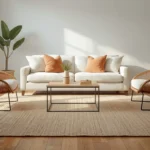 living room carpet ideas shown in a warm, naturally lit modern space
