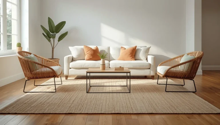living room carpet ideas shown in a warm, naturally lit modern space