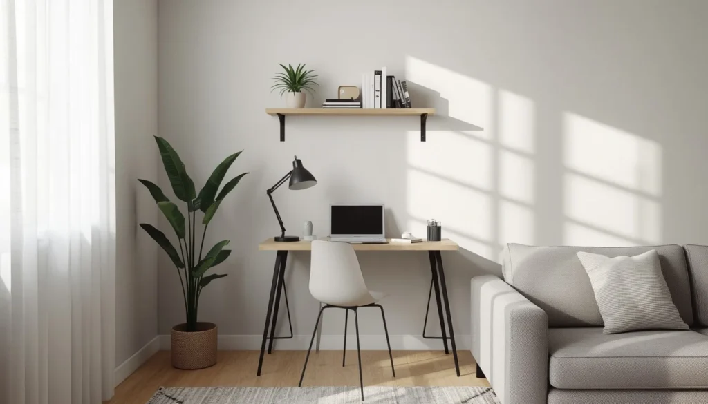living room corner ideas - micro home office desk nook
