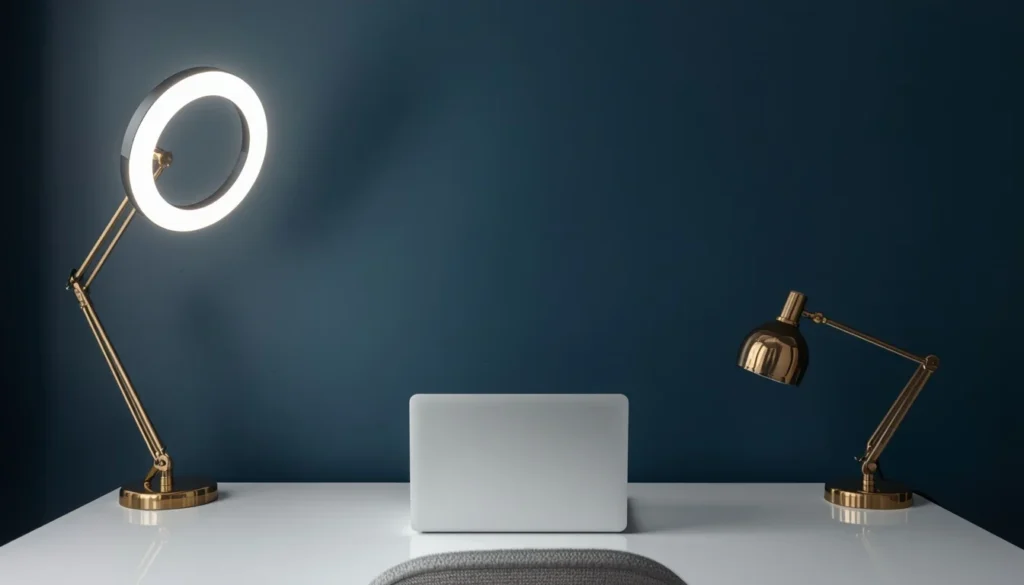 best paint colors for home offices - navy accent wall for video calls