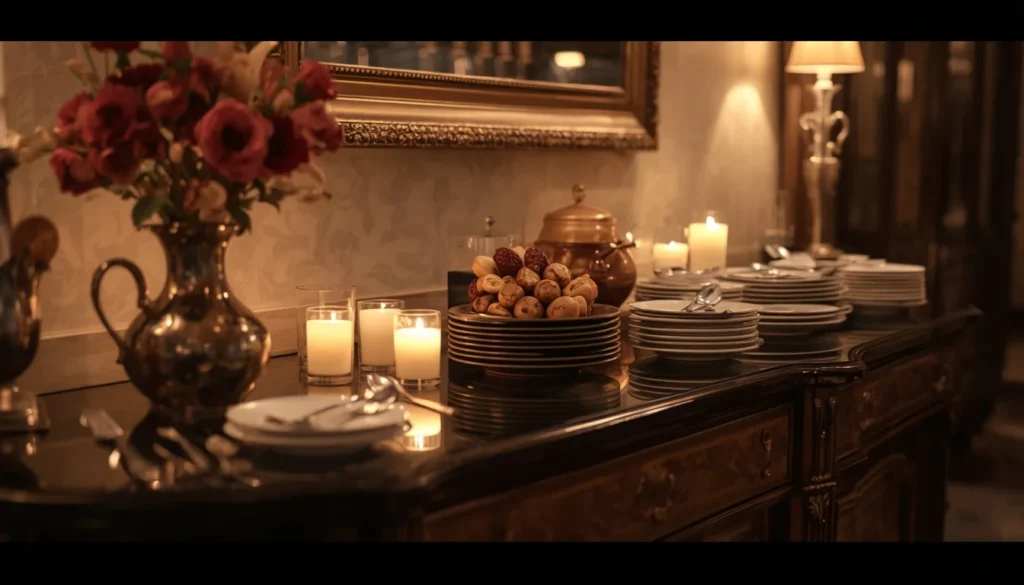Balancing display and serving function in dining room buffet decor ideas