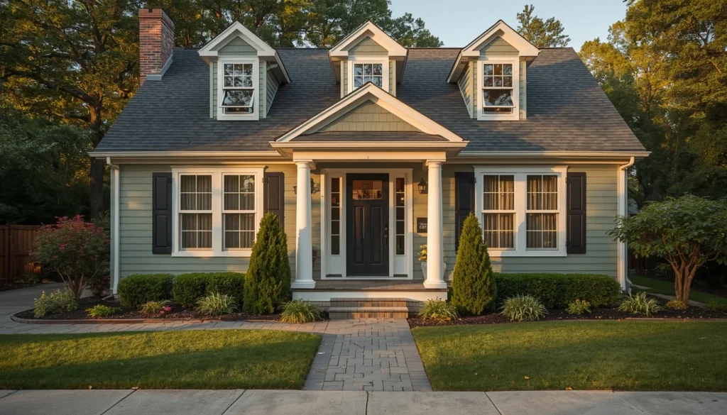 pewter green house exterior siding as a color anchor