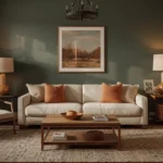 pewter green living room ideas with cream sofa and warm accents | File: pewter-green-living-room-ideas-featured
