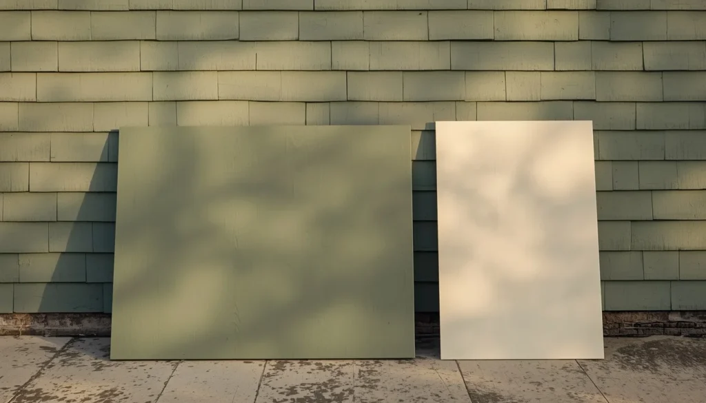 testing pewter green paint samples at different times of day