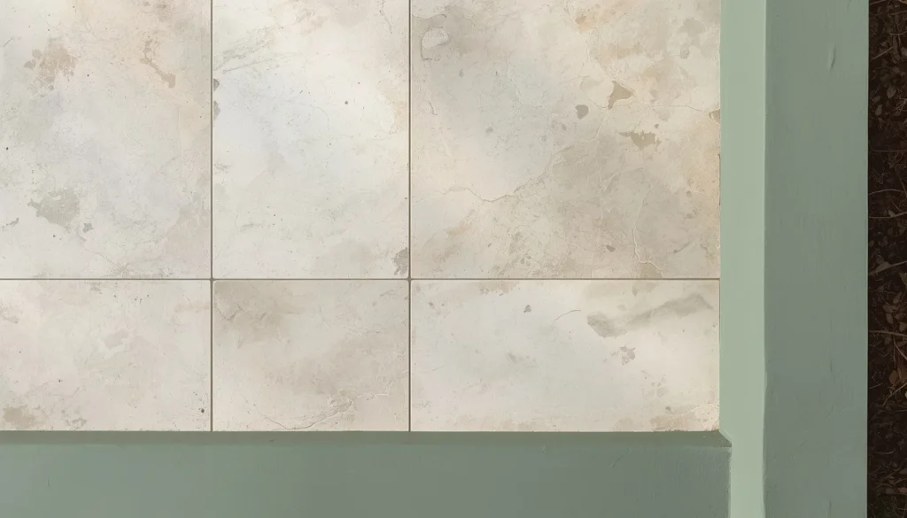 Limestone paver flooring paired with a pewter green patio wall