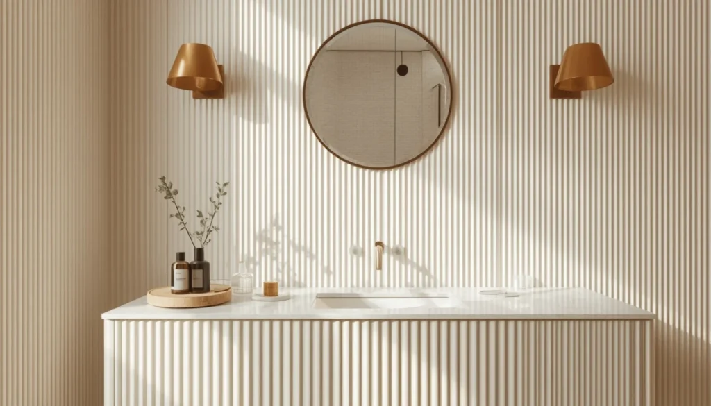 bathroom tiles ideas with fluted ribbed 3D textured tiles
