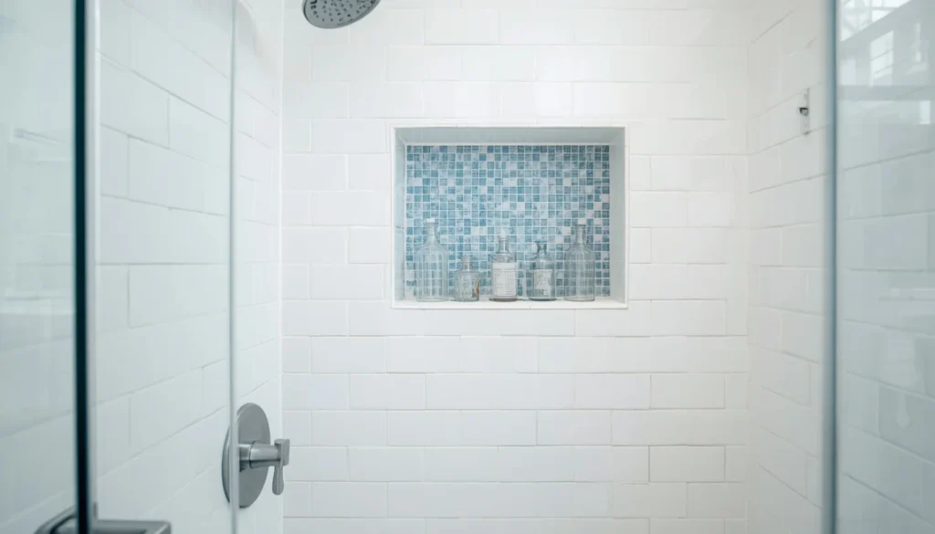 bathroom tiles ideas with mosaic tile shower niche accent