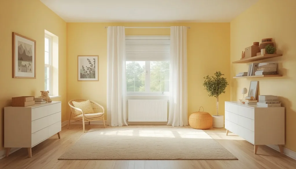 Children's Room Paint Ideas — butter yellow gender-neutral kids bedroom