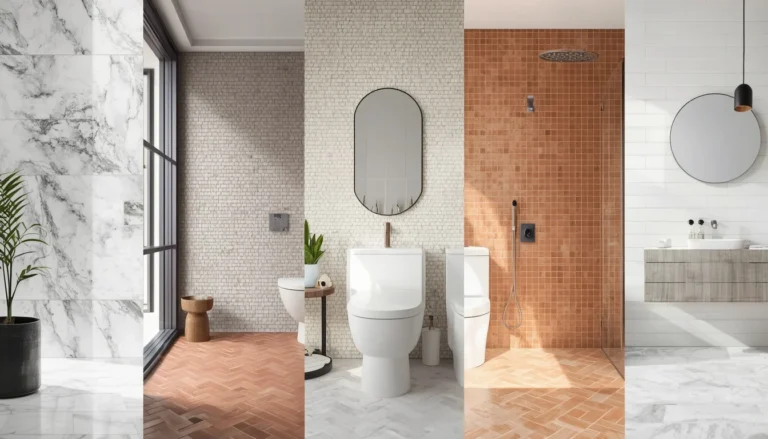 bathroom tiles ideas 2026 collage of stylish tile designs