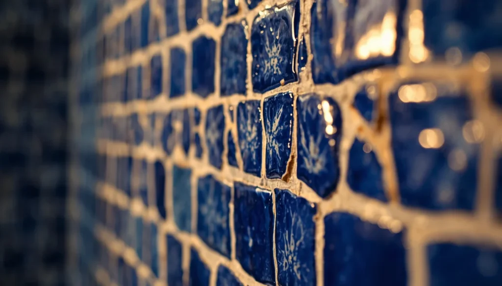 bathroom tiles ideas featuring handmade zellige tile accent wall