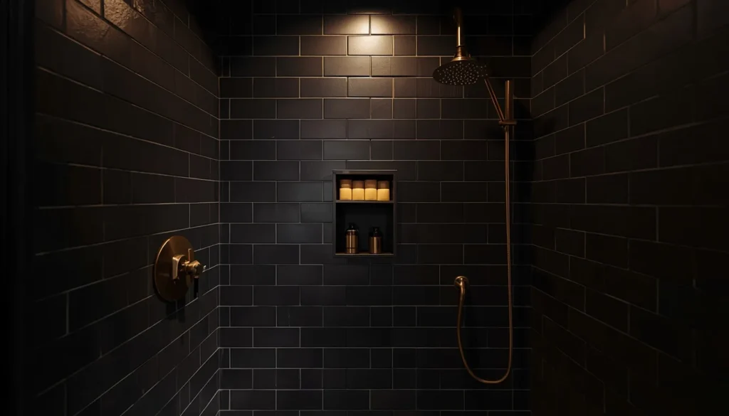 bathroom tiles ideas using moody black and charcoal tile walls