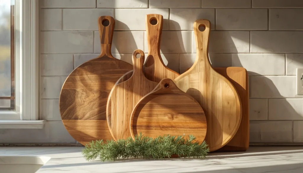 vintage cutting board display christmas kitchen decor idea on counter