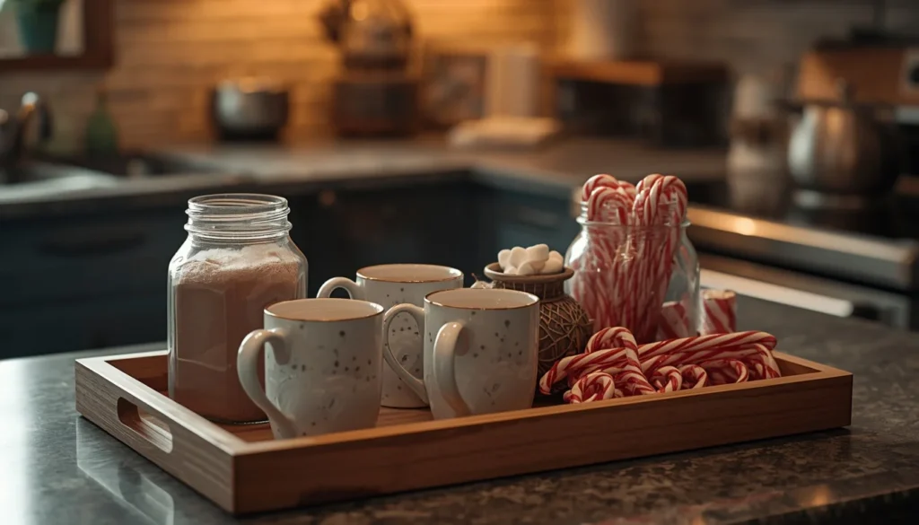 diy hot cocoa station christmas kitchen decor idea on counter