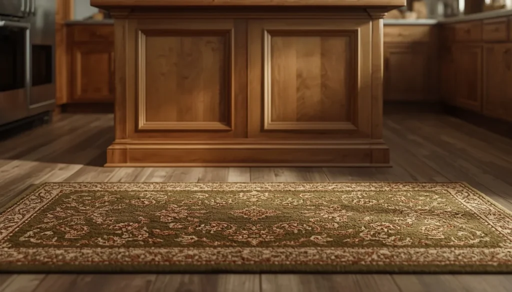 Olive green runner rug fall kitchen decor accent idea