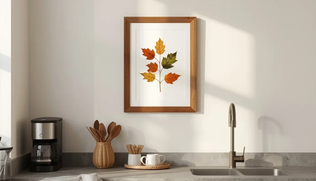 Vintage fall wall art idea for kitchen decor