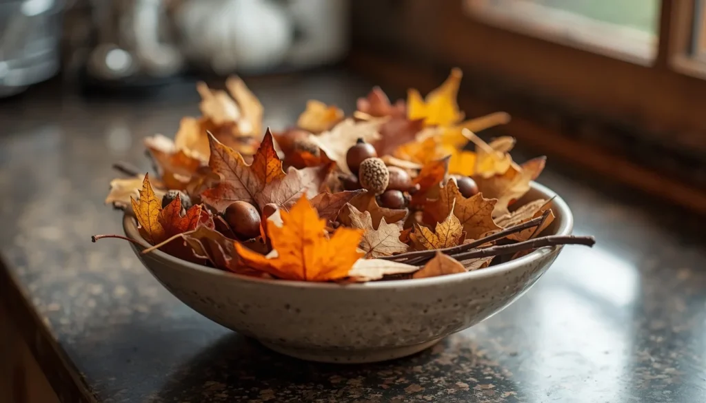 DIY nature walk decor idea for sustainable fall kitchen styling
