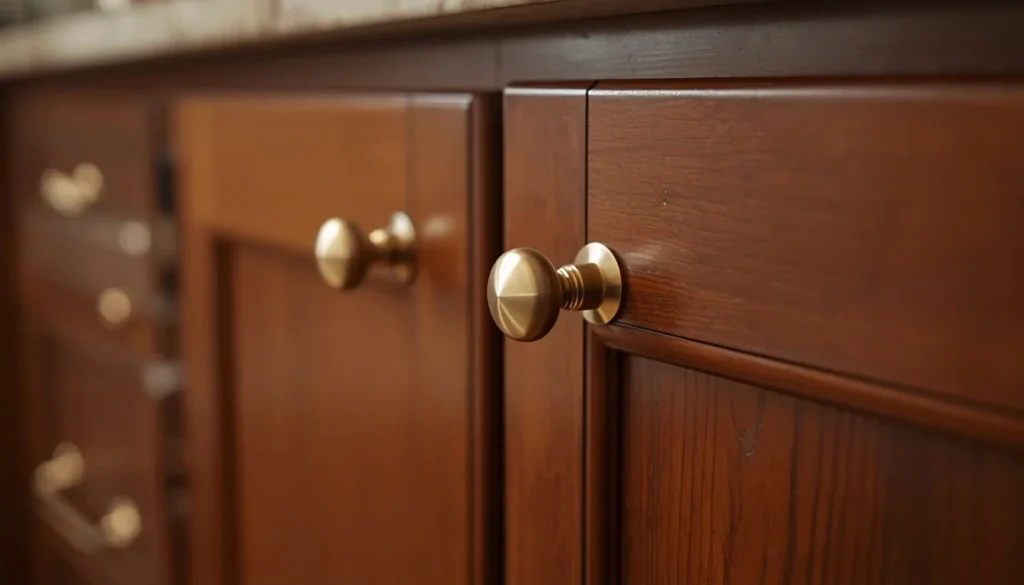Copper and brass hardware upgrade for fall kitchen decor