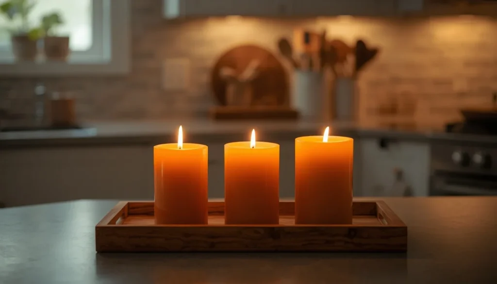 Pumpkin spice candle styling idea for fall kitchen decor 2026